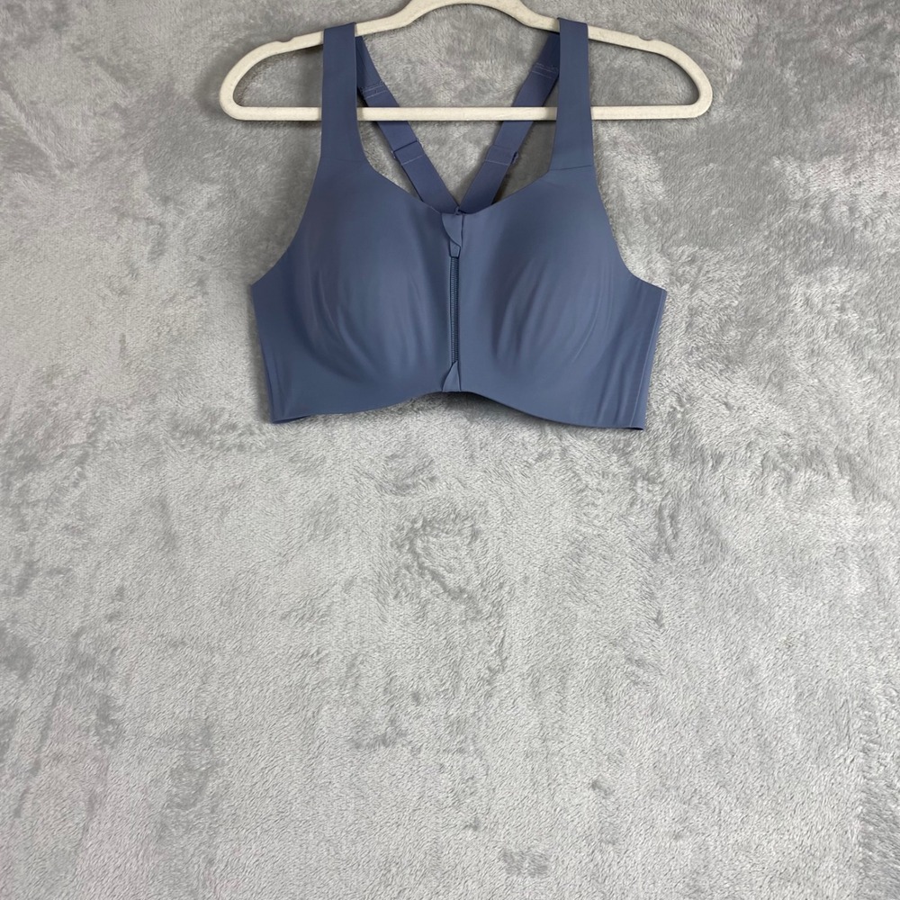 Knix Catalyst Front Zip Sports Bra Blue High Impact Size 7 Adjustable Straps